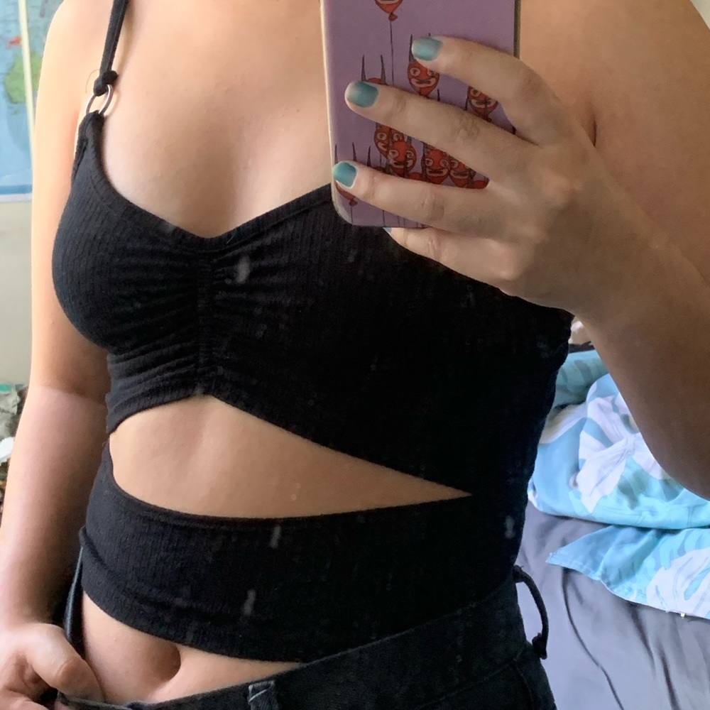 Cutout black tank top